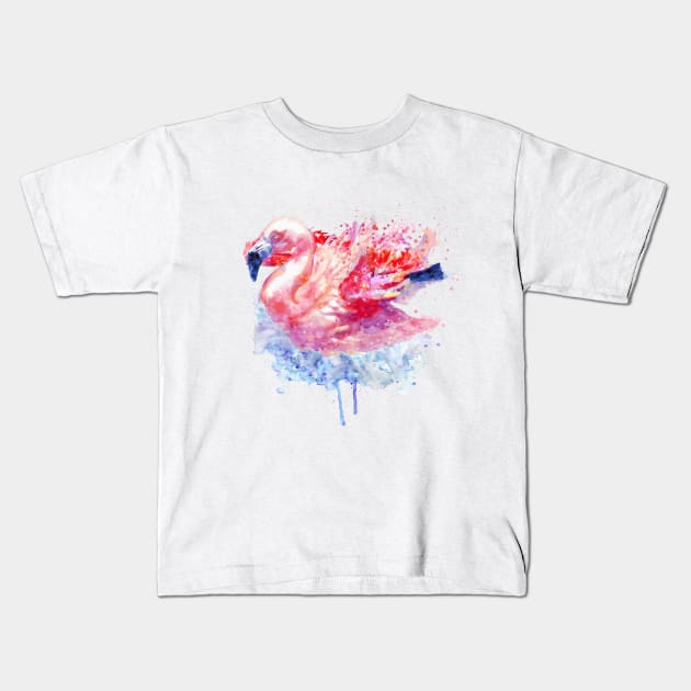 Flamingo on the Water Kids T-Shirt by Marian Voicu